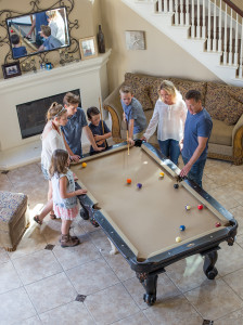 family playing pool